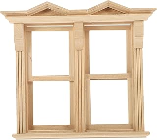 ibasenice Dollhouse Wooden Window Miniature Dollhouse Furniture Mini Wooden Window Frame Model DIY Dollhouse Bedroom Accessories