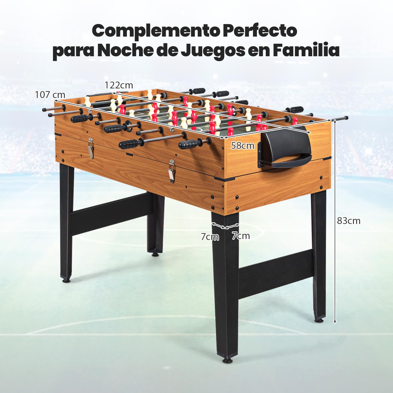 COSTWAY Mesa de Multijuegos 3 en 1 con Patas, Futbolín Billar Air Hockey, 123 x 58 x 83 cm