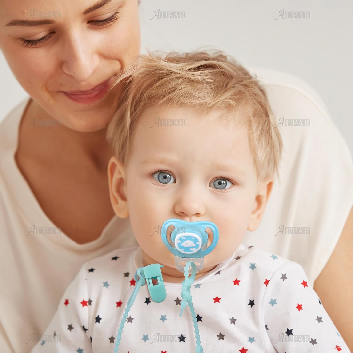 AUEAR, 10 Pack Silicone Adapter Rings Holder for Nipple Pacifier Clip Food Grade Transparent Color