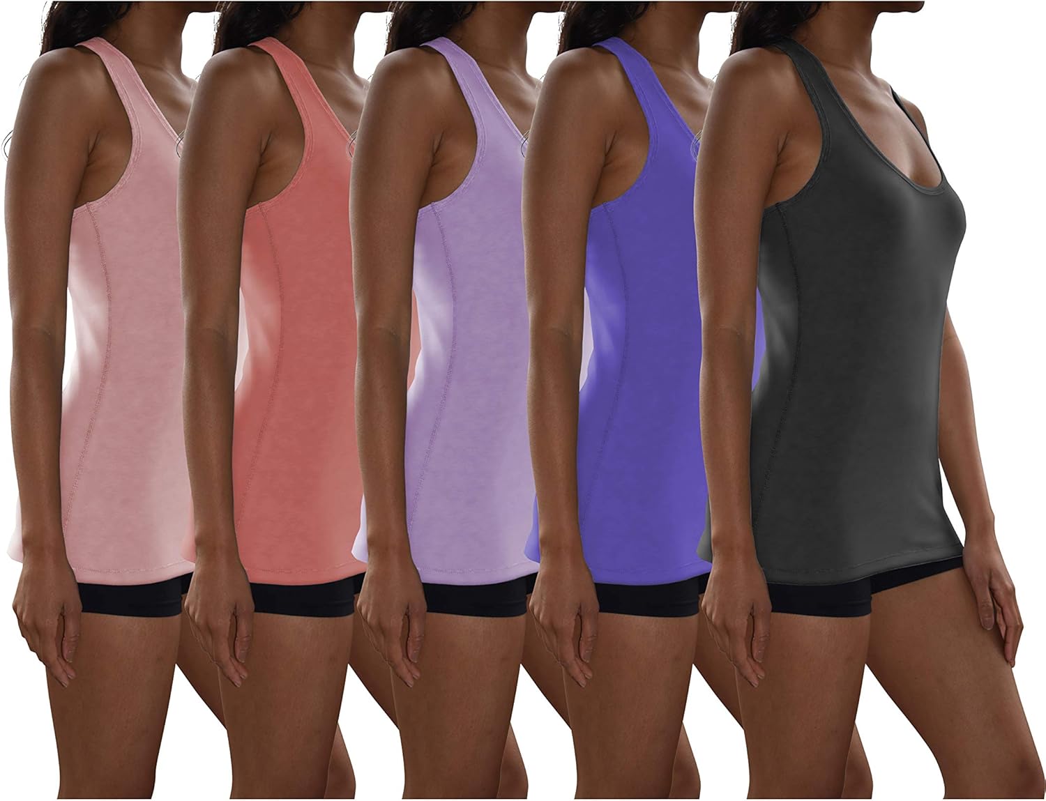 Sexy Basics Women's Cotton Stretch Tank Tops | Multi Packs & Colors Sport Tanks - Image 2