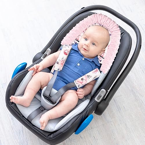Miniatura 7 de Soporte de cabeza de bebé y funda de correa para asiento de automóvil, reposacabezas de visón para niñas, cojín de asiento de automóvil recién