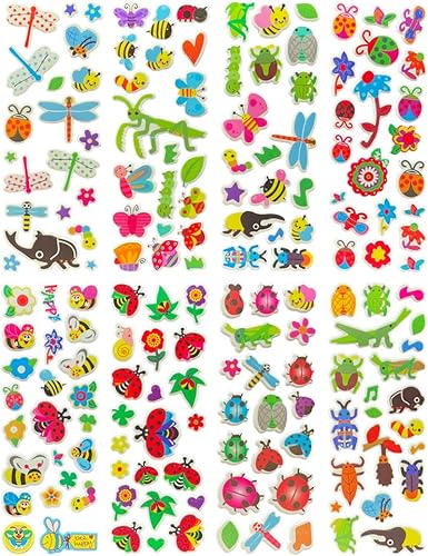 Miniatura 9 de Calcomanías hinchadas 3D para niños, 8 hojas diferentes, incluyendo calcomanías de cara de sonrisa feliz para niños y niñas