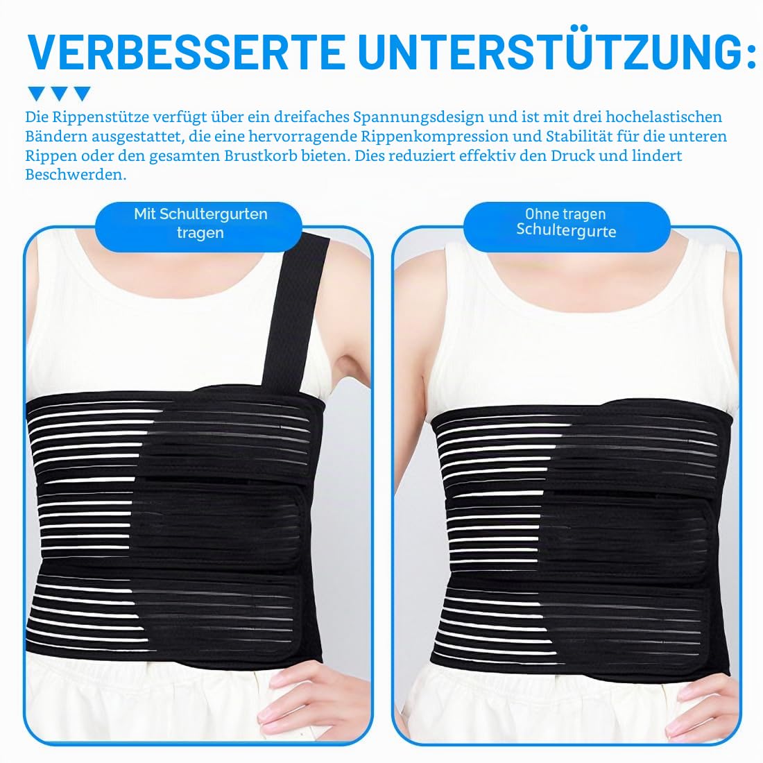 Gebrochene Rippenbandage Elastischer Rippengürtel Rippenbandag Schwarz rippenbandage damen herren Rippengurt Atmungsaktiver Ripp-Brustbandage zum Schutz der Rippen