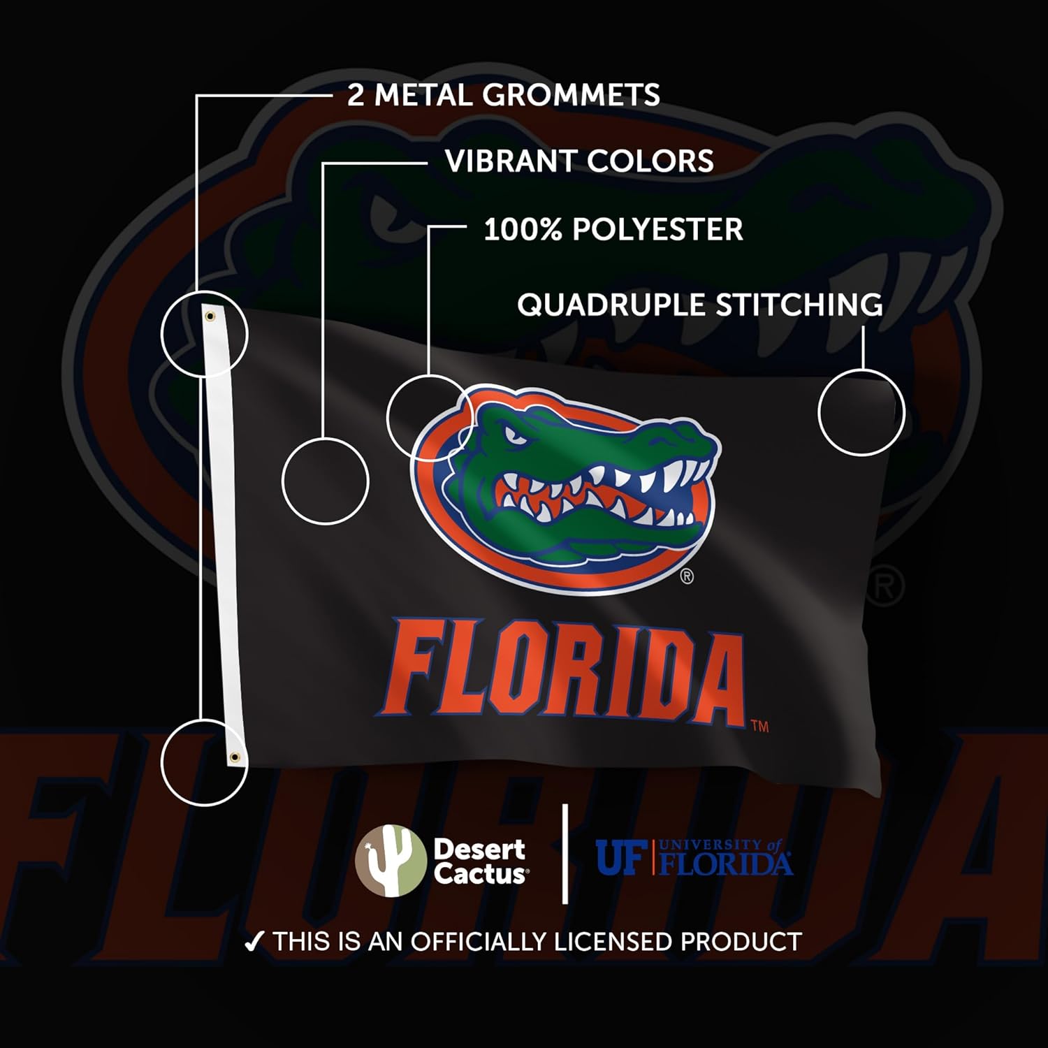 Desert Cactus University of Florida UF Flag - 3 x 5 Feet Gators Banner, Indoor/Outdoor Durable Fabric, 100% Polyester Design (Design Z) - Image 4