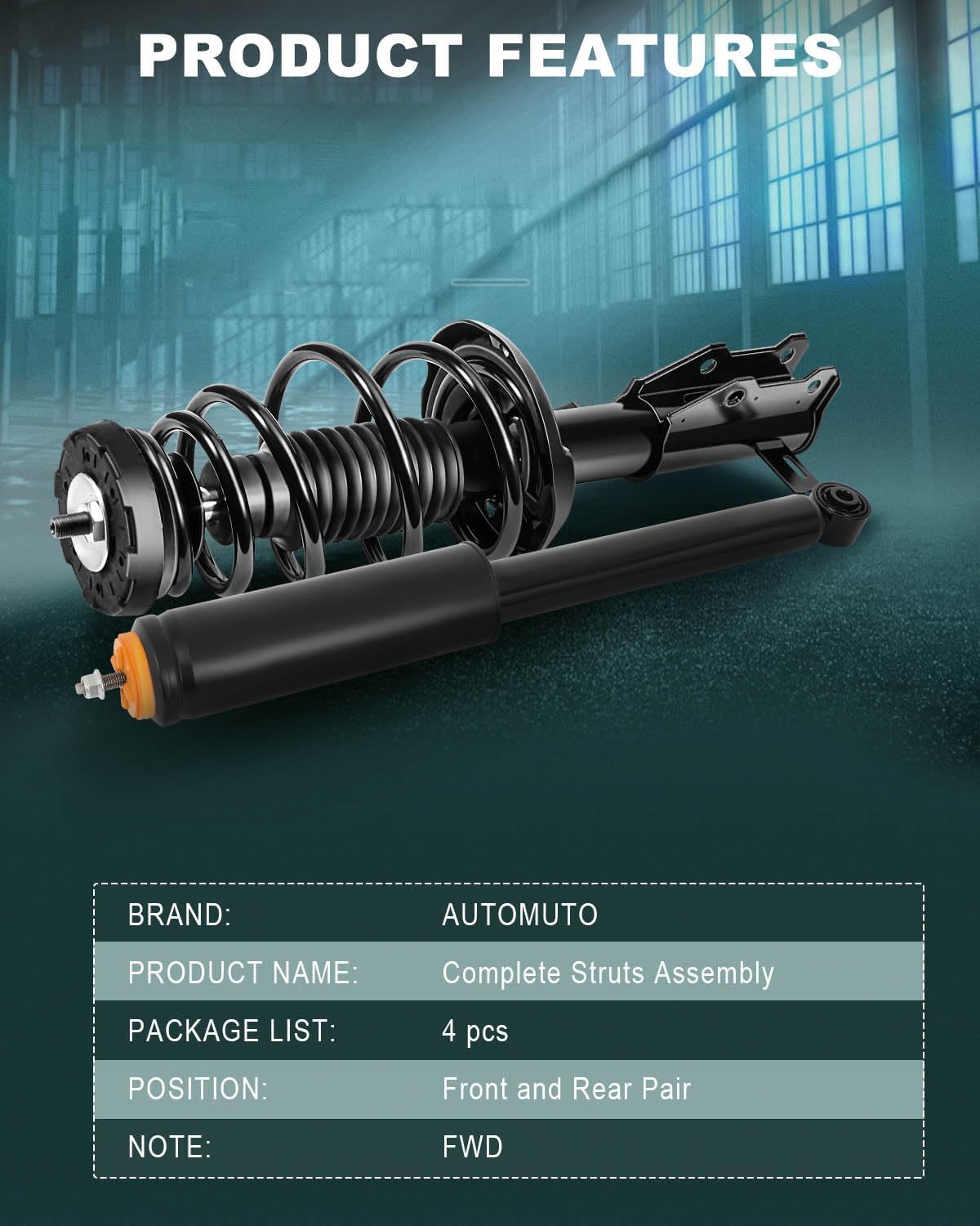 AUTOMUTO Front and Rear Pair Complete Struts Spring Assembly Shock Absorber Compatible with 2010-2015 for Buick LaCrosse Struts 172528 172529 349136 5647 5662