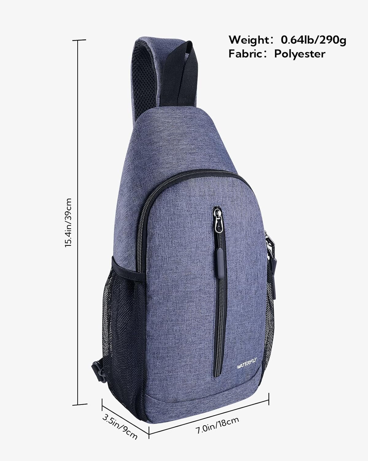 WATERFLY Crossbody Sling Bag Daypack: Shoulder Bag Sling Backpack for Women Men Travel Purse for Hiking Trips
