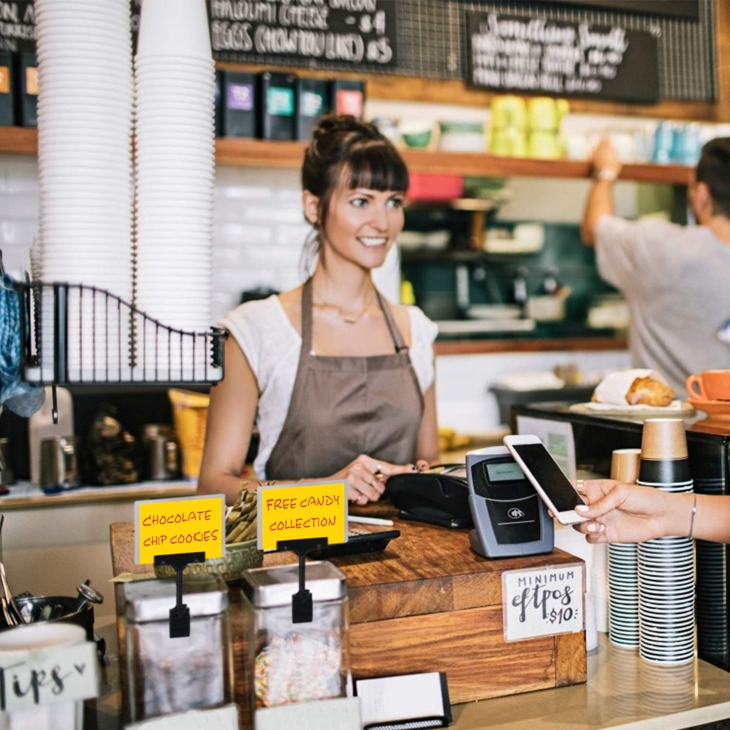 5 Pcs POP Adjustable Plastic Sign Holder,Clip-on Style Double Head Display Clips Rotating Reuse Sign Price Tag Merchandise Sign Display Clip Holder for Business,Store,Supermarket,Office,Exhibition : Office Products