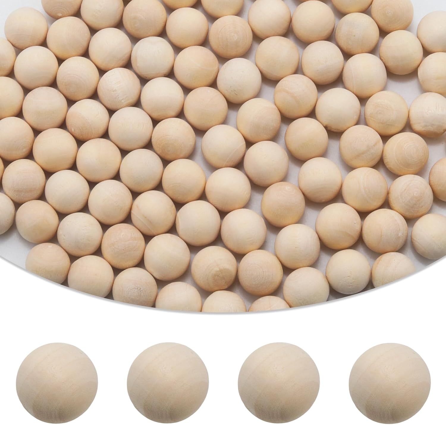 100 PCS 1/2 inch (12mm) Wooden Balls, Small Unfinished Round Wood Balls for Crafts, DIY and Decor