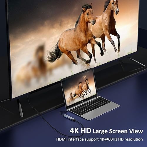 Miniatura 3 de Hub USB C 7 en 1 Estación de acoplamiento de aleación de aluminio USB C a HDMI Hub Dongle Lector de tarjetas SDTF compatible con MacBook ProAir XPS