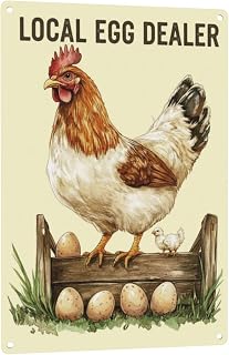 Local Egg Dealer Funny Chicken Coop Sign Farm Fresh Eggs Aluminum Sign Humorous Poultry Farm Decor Gift for Chicken Lovers Rustic Metal Sign 8x12 Inches Style-03