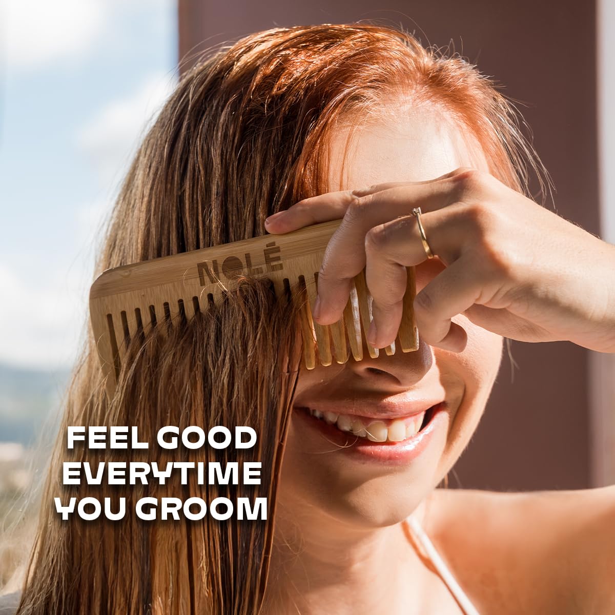 NOLE Bamboo Wide Tooth Comb - Detangling Hair Brush, Perfect Wide tooth Comb for Curls and Waves, Anti-Static, Gentle on Natural Curly and Wavy Hair, For Men and Women - Image 2