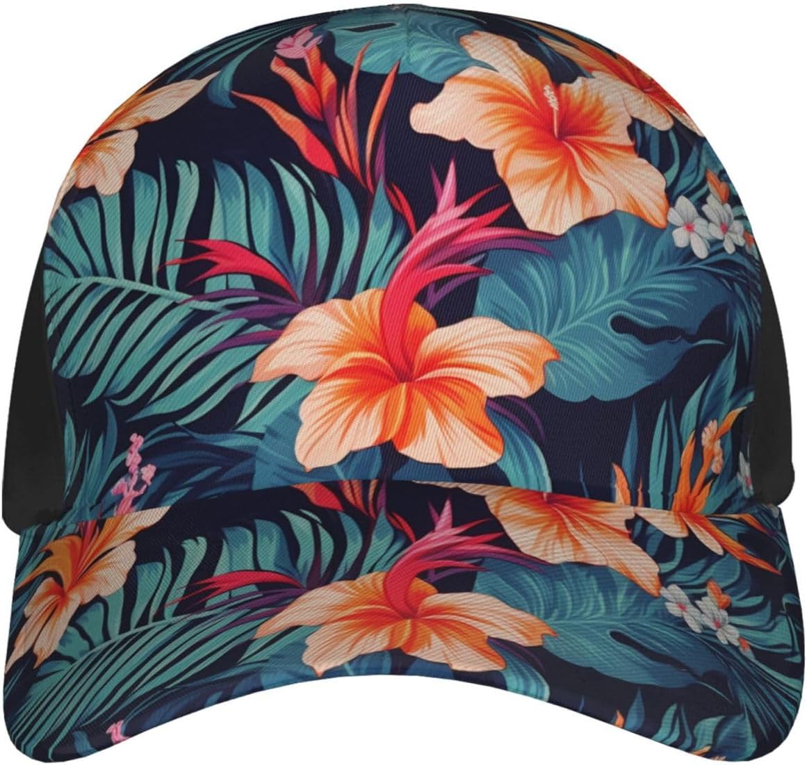 Hawaii Tropical Flower Baseball Caps for Women Men Golf Dad Hat Adjustable Sun Hat Fashion Sports Caps Black
