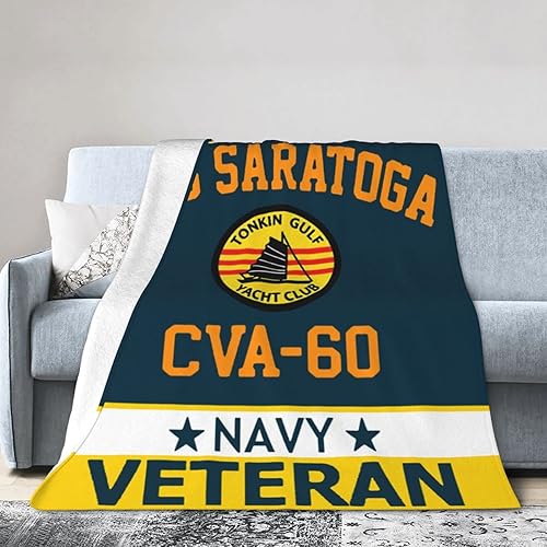 Miniatura 3 de USS Saratoga Cva-60 - Manta cálida para adultos y niños, manta de forro polar para decoración de sala de estar, cama, sofá, 80 x 60 pulgadas