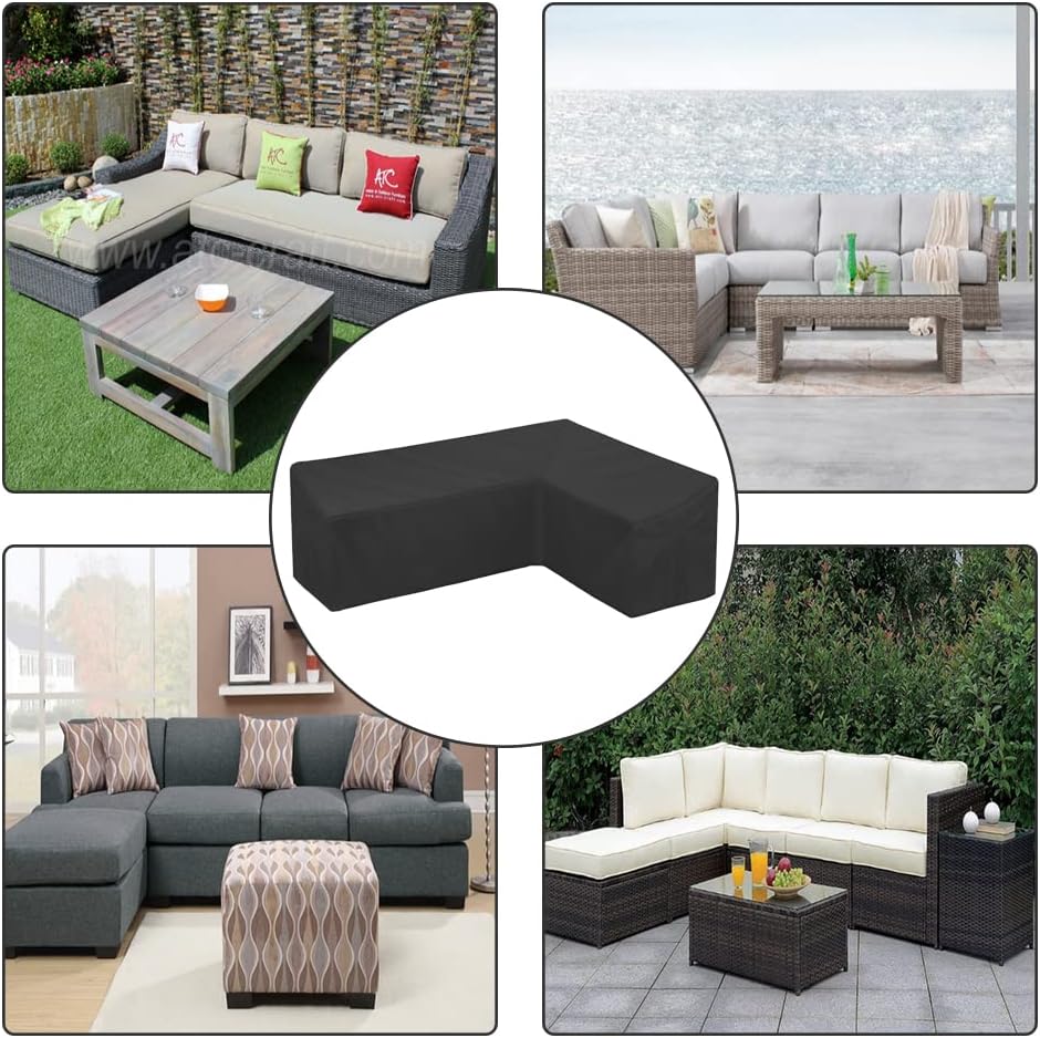 Patio Sofa Cover L-Shaped Sectional 105x78in Outdoor Waterproof Furniture Covers Dustproof Furniture Sets All Weather Protection Dust Cover for Patio Lawn Garden Veranda - Black (105"x78")
