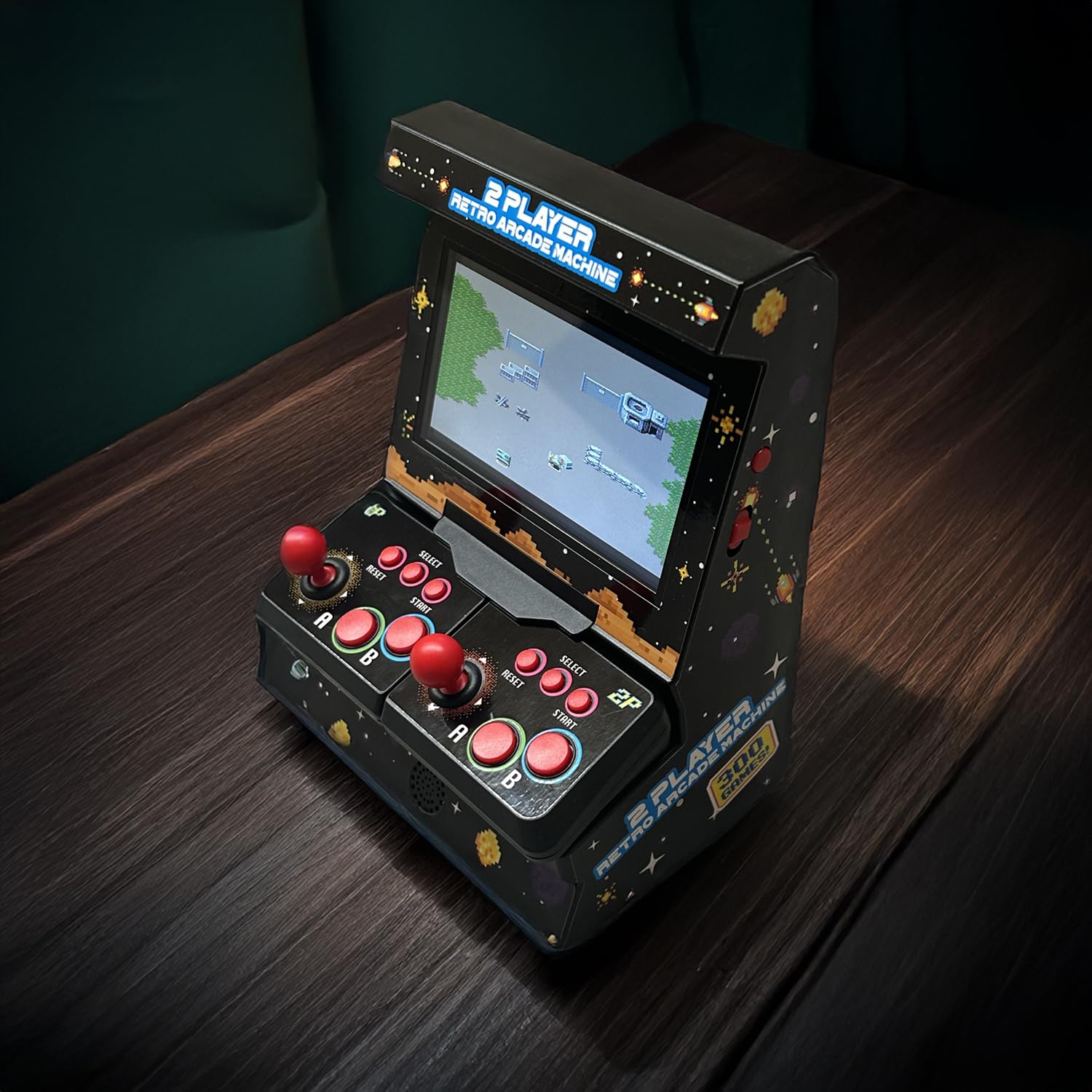 Mini automat zręcznościowy z 300 grami retro - Bezprzewodowy mini automat zręcznościowy dla 2 graczy - Ręczna konsola do gier retro z podłączeniem do telewizora i kolorowym wyświetlaczem 4,3"