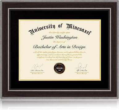 16x20 Diploma Frames 12x15 with Black Mat - Walnut Wood Finish | Shatter-Resistant Glass | for Wall Mounting | Gift for Graduations & Professional Certificate 1 Pack