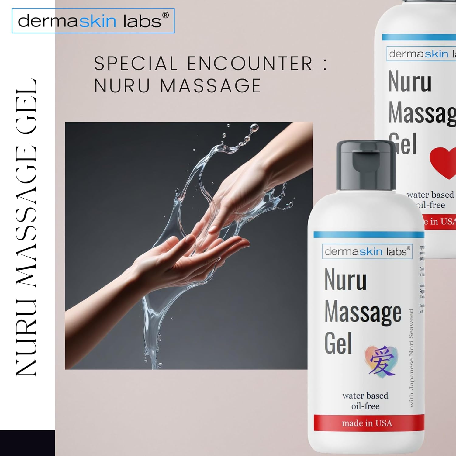 Nuru Massage Gel Body on Body Massage Gel All Natural Water Based Non-Staining Non-Oily Super Slippery for Sore Muscles, Dry Skin with Japanese Nori Seaweed Made in USA (16 fl oz) - Image 2