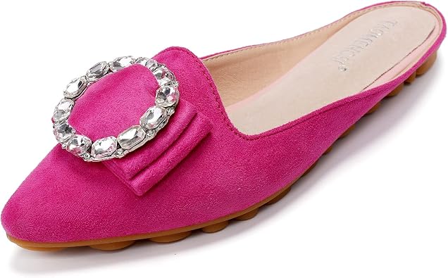 VYKF Mules for Women Flats Comfortable Slip on Backless Loafers Closed Toe Slides Womens Pointed Toe Mules Shoes