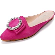 VYKF Mules for Women Flats Comfortable Slip on Backless Loafers Closed Toe Slides Womens Pointed Toe Mules Shoes