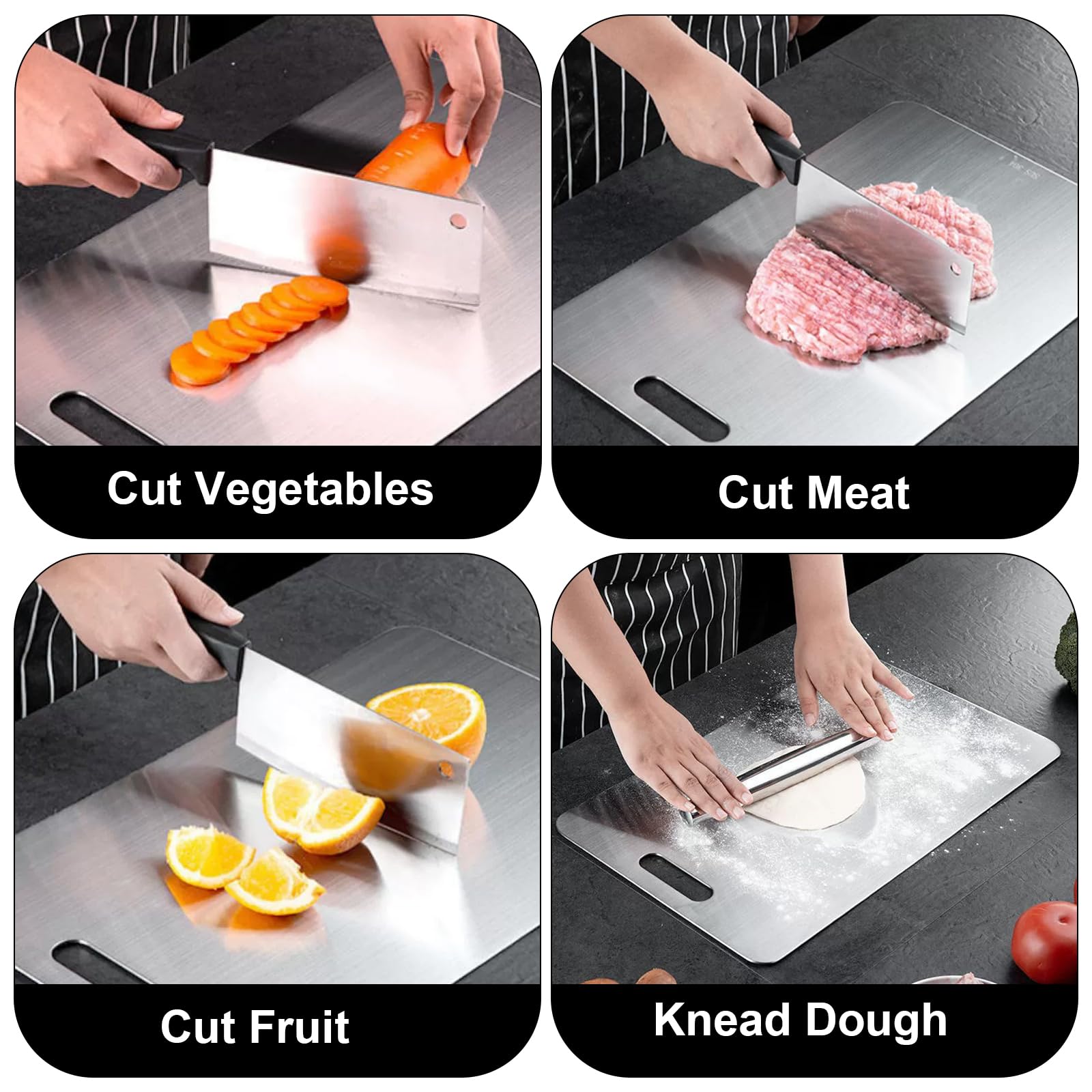 Set di 2 taglieri in titanio, taglieri in titanio per uso alimentare a doppia faccia per la cucina, Tagliere in Acciaio Inox Alimentare,Garantiscono il Gusto Originale Degli Ingredienti（40*30+30*20cm）
