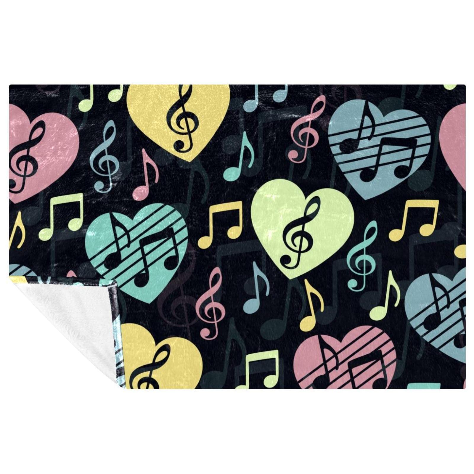 Plaid imprimé clé de musique couverture haut de gamme douce et chaude 150x100 cm pour lit