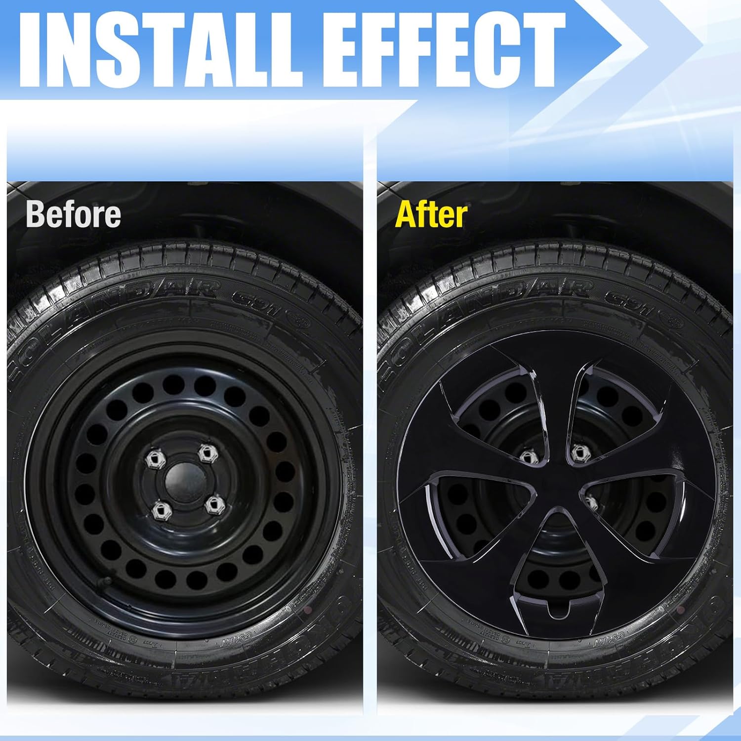 AUTOWIKI 15 Inch Hubcaps for 2010 2011 2012 2013 2014 2015 Toyota Prius Wheel Tire Covers, Wheel Rim Covers for 10-15 Toyota Prius [Only Fit Alloy Wheels] (Set of 4, Black Lacquer)