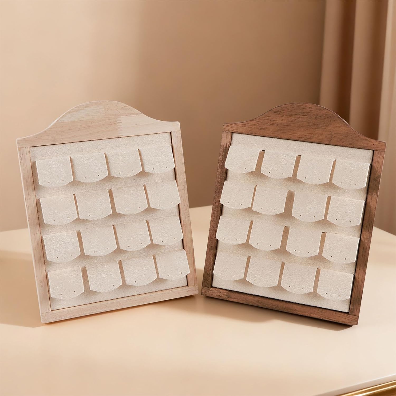 Wood Jewelry Organizers with Nonslip Base Multiple Rings Capacity Retail Store or Home Decoration Wood Jewelry Display Stand Portable Countertop Rings Showcase Sturdy Rings Holder for Jewelry Store