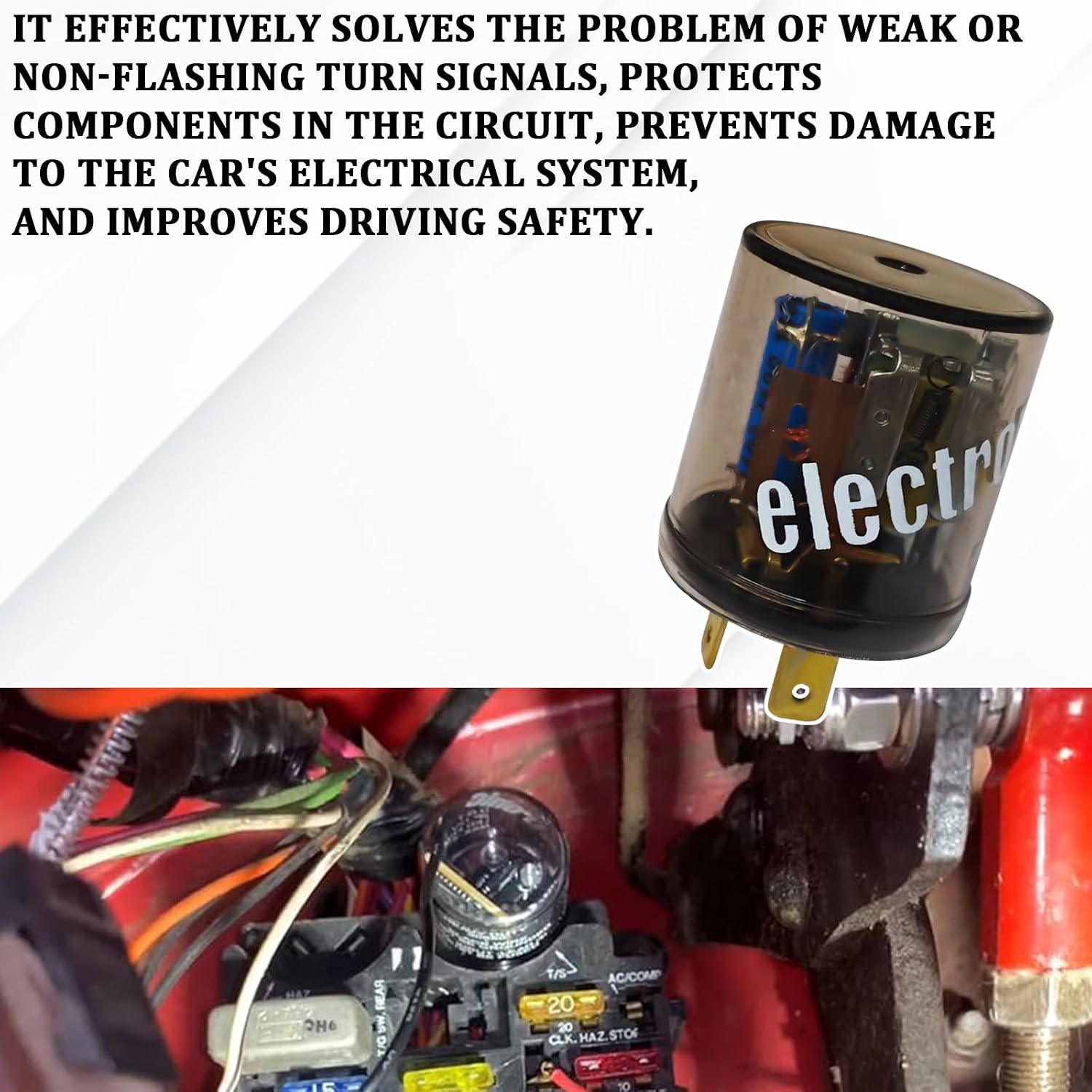 2PCS LED Flasher Relay, 20A 12V Heavy Duty 2 Pin Turn Signal Relay for Fixing Hyper Flashing, Two Prong Round Electronic Flasher Blinker Relays Replacement for Most Cars Motorcycles (Transparent)