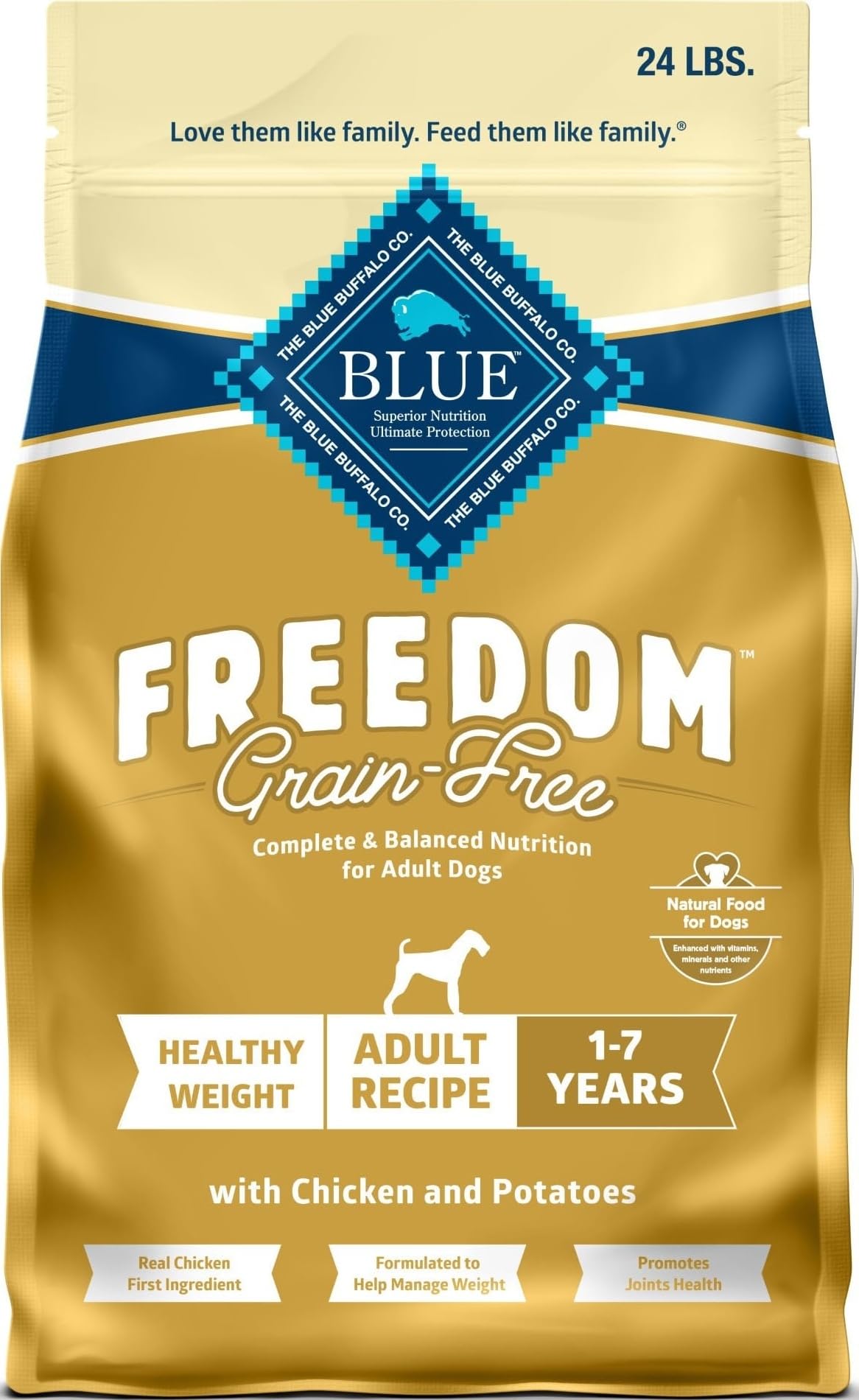Blue Buffalo Freedom Chicken Adult Grain-Free Dry Dog Food, 24 lb