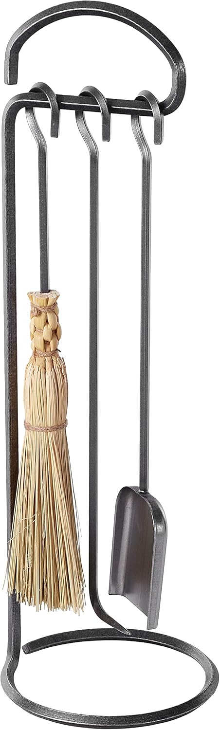 Enclume 3 Piece Short Fireplace Tools, Hammered Steel