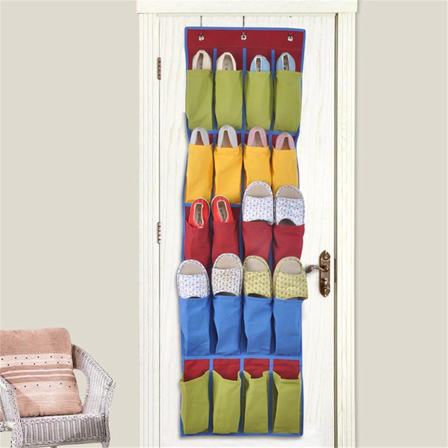 Dual Sided Hanging Shoe Organizer for Closet with 20 Pockets Hanging Shoe Rack Holder with Hanger Over The Door Shoe Rack Organiser