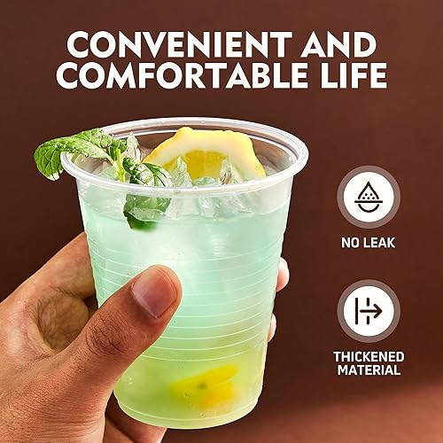 Miniatura 3 de Vasos de plástico de 12 onzas  Paquete de 300 vasos desechables de plástico transparente, vasos de plástico transparente a granel para helado, vasos