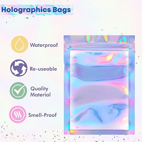 Miniatura 4 de BeSAVAGE Bolsas para kit de resaca, 10 piezas (5 x 7 pulgadas), bolsas holográficas resellables para despedidas de soltera para suministros de