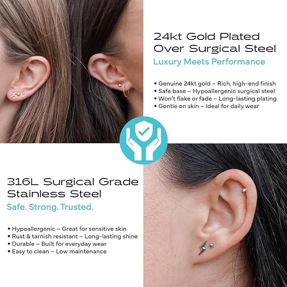 STUDEX Sensitive Silver 1/2 Smooth Hinged Hoop | Hypoallergenic and Nickel Free for Sensitive Ears | Hoop Earrings for Adults-PR-852W-s