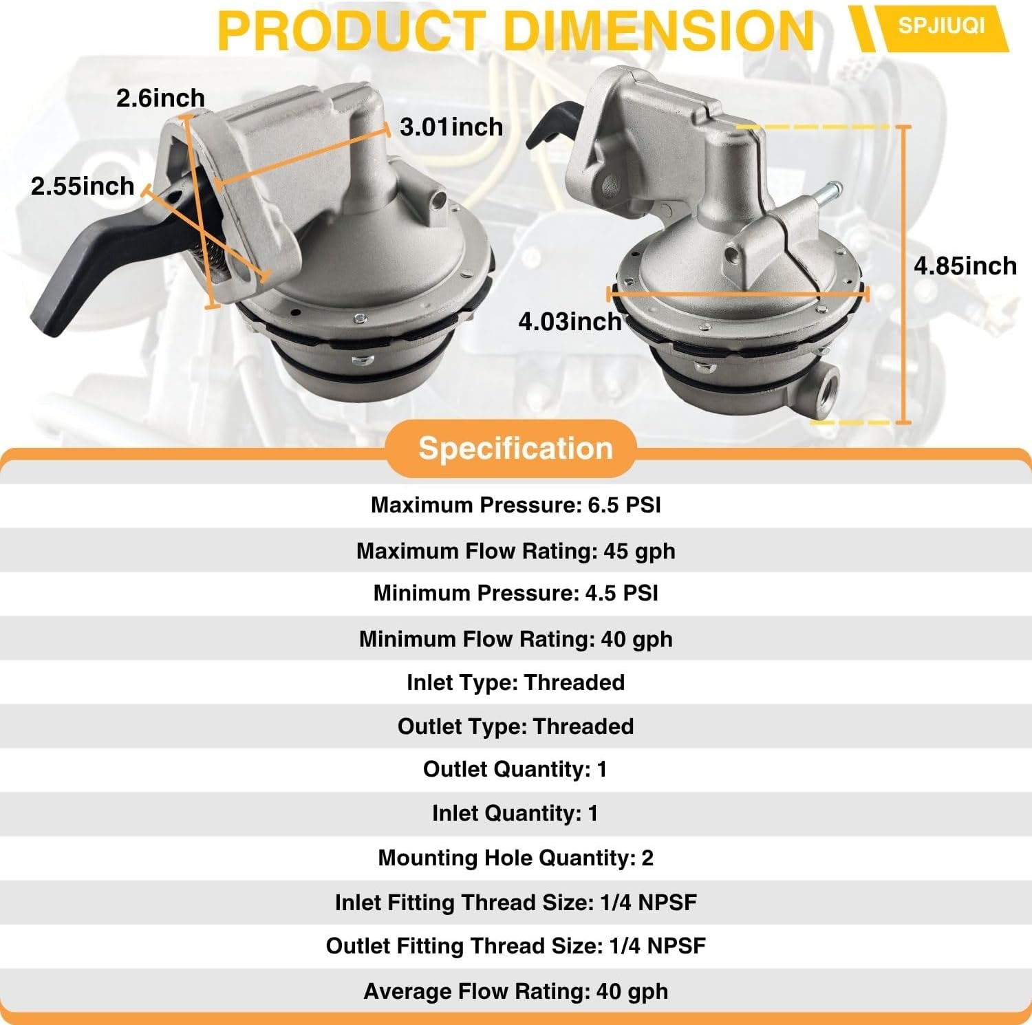M60565 Mechanical Marine Fuel Pump for OMC Ford 140 2.3L Engine