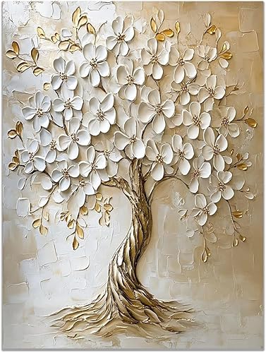 Miniatura 1 de VOCBAN Tree of Life Wall Art The Picture Artwork Canvas Prints Tree Pictures Poster Retro Artwork for Bedroom Living Room Home Decoration(white