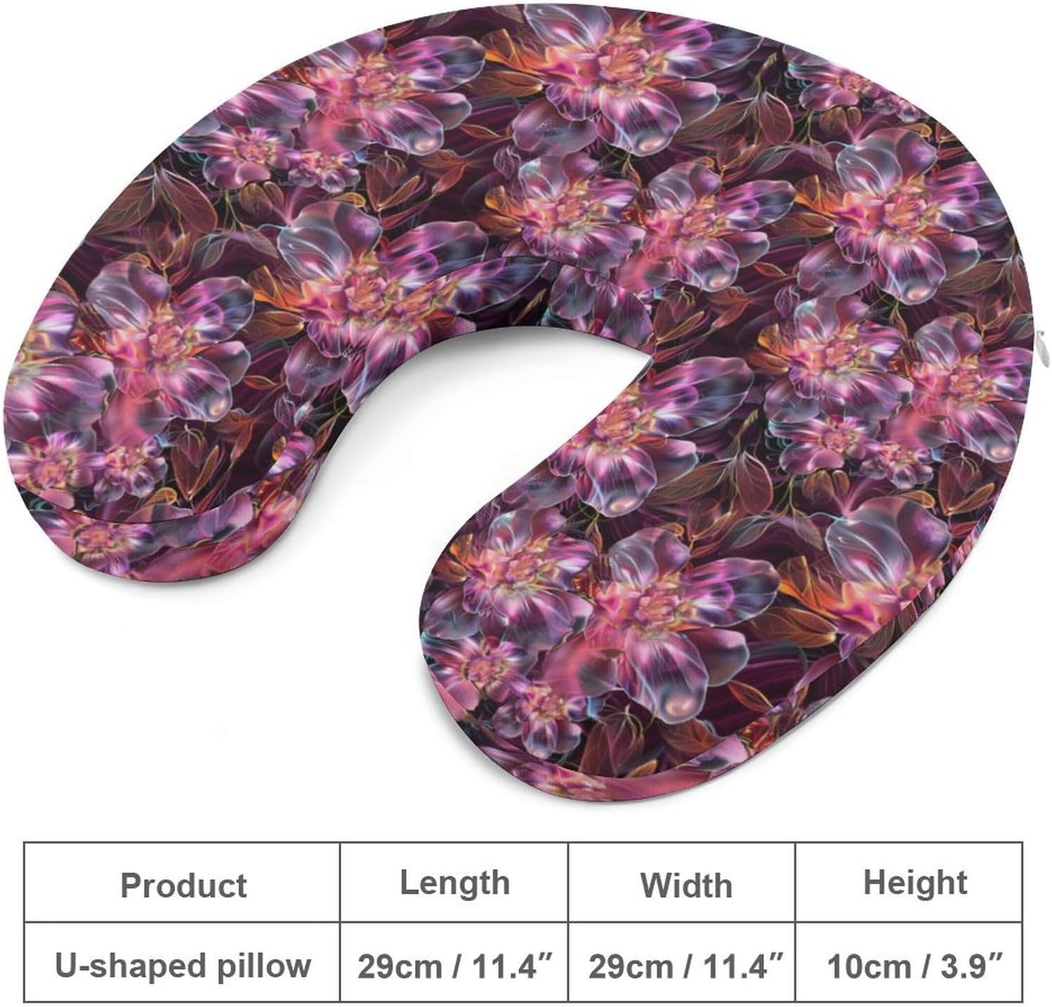 Psychedelic Trippy Purple Flowers Travel Pillow U Shape Neck Pillow Washable Pillowcase for Sleeping Chair