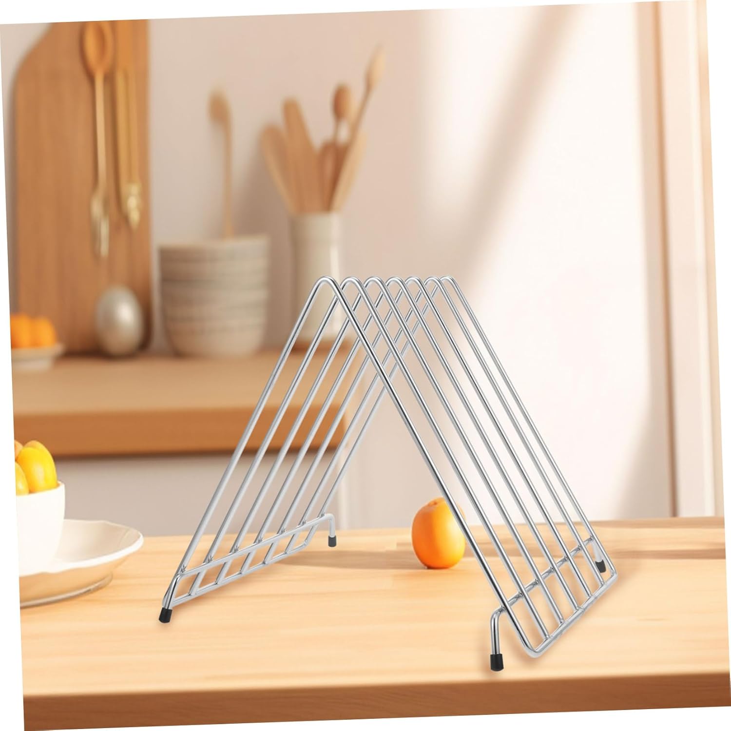 Heavy Duty Stainless Steel Cutting Board Holder Kitchen Storage Rack with Ventilated Open Design for Pizza Boards and Baking Trays Stable Multi Purpose Organizer for Household Use