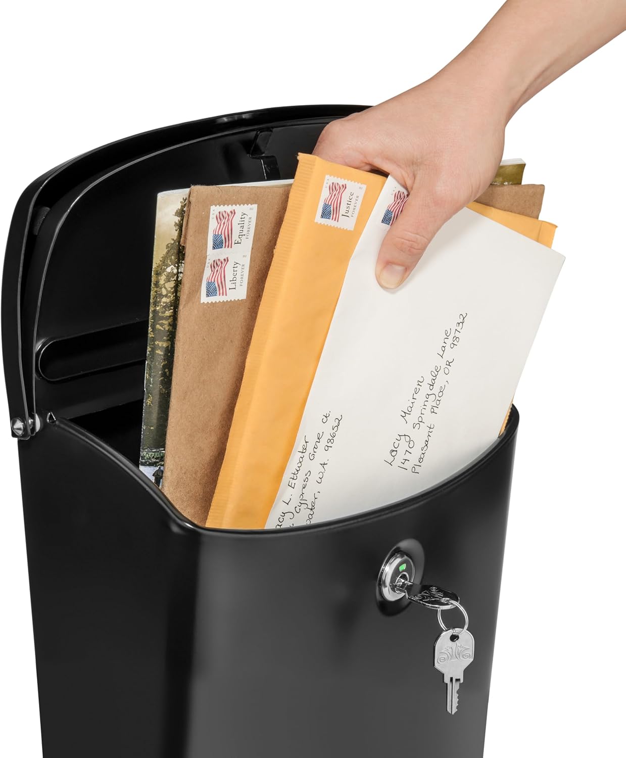 Architectural Mailboxes Parkside™ Locking, Vertical Wall-Mounted Mailbox for Outside, Metal Galvanized Steel Medium Mail Box with Lock and Key Drop Box, Black