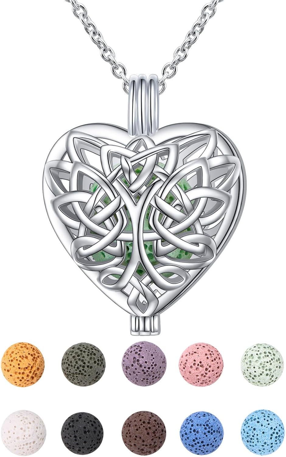 DAOCHONG S925 Sterling Silver Aromatherapy Essential Oil Diffuser Necklace Love Heart Locket Perfume Pendant Necklace Jewelry 18+2" Adjustable Chain