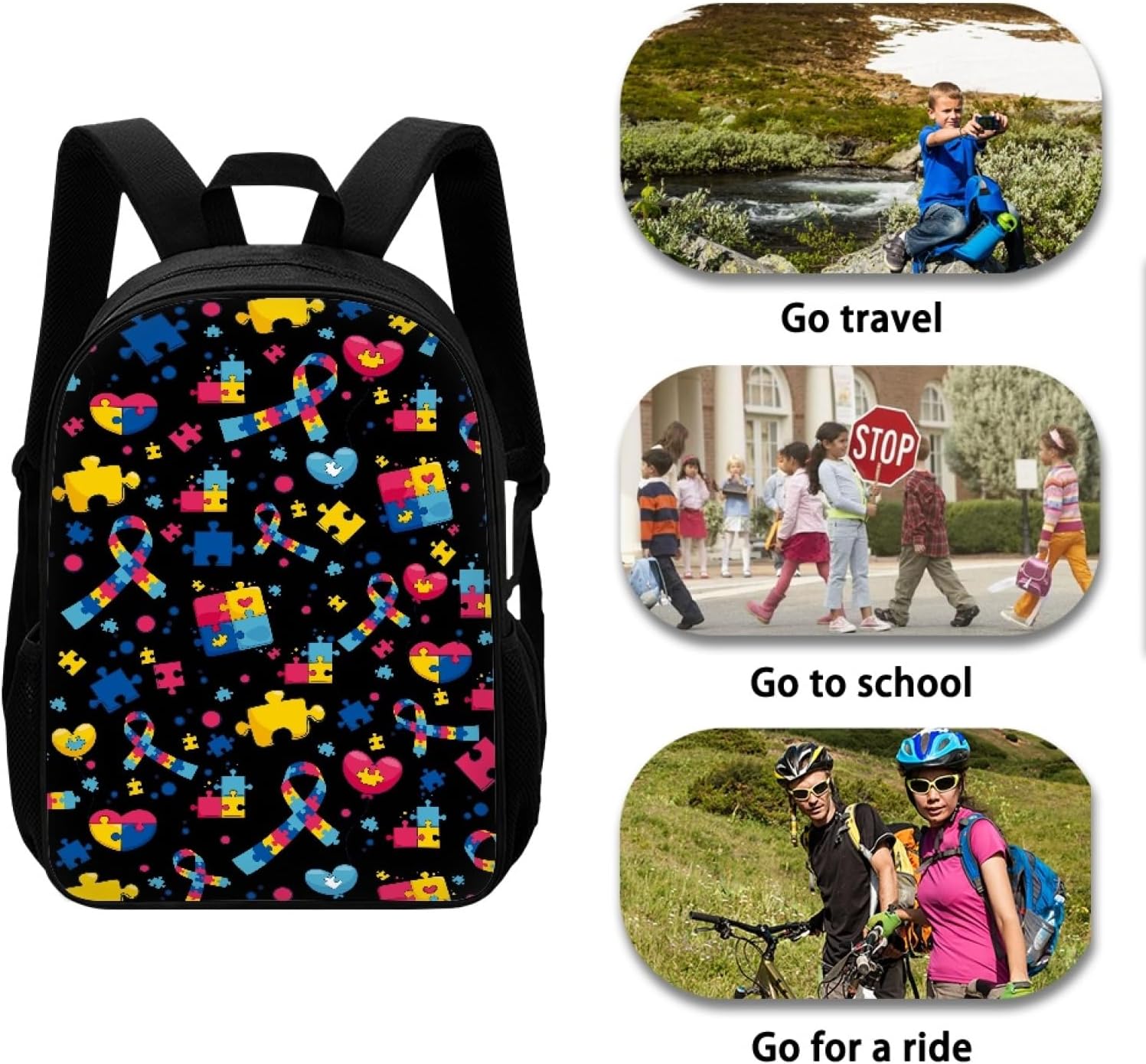 Autism School Backpack Lightweight Laptop Backpacks Large Capacity 1 Main Compartment Outdoor Bookbag for Kids Boys Girls (Color2)