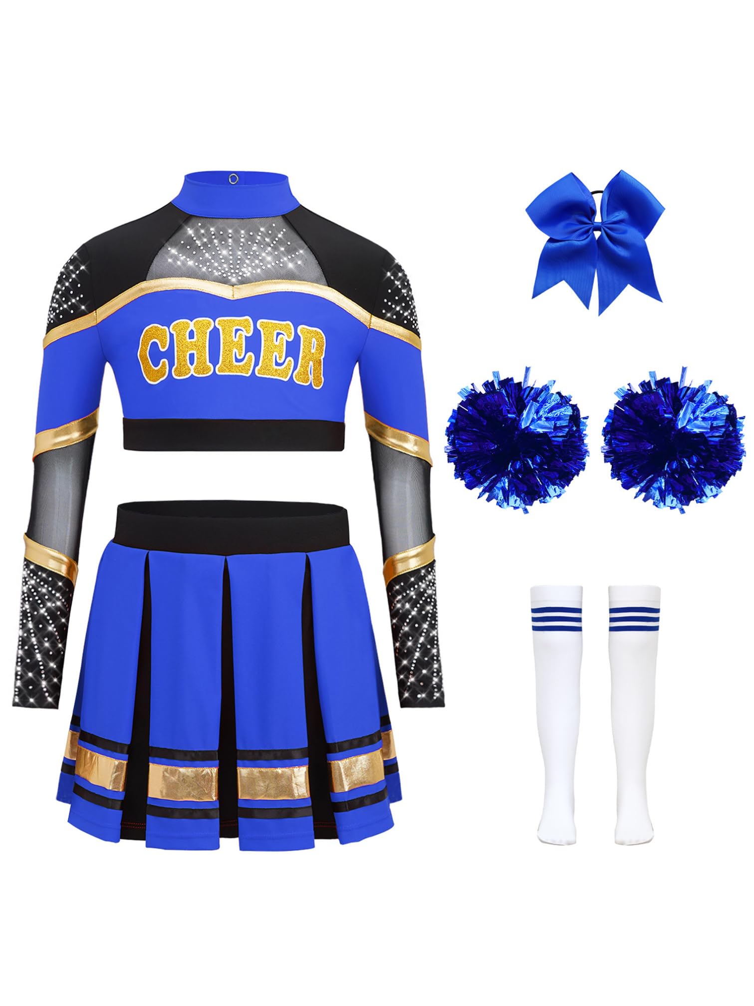 iiniim Uniforme da Cheerleading per Bambine Maglietta A Maniche Corte + Gonna A Pieghe Completo da Ballo Moderno Costume da Carnevale