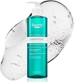 Eucerin DermoPure Clinical Gel Detergente Viso Purificante 400 ml, Detergente schiumogeno viso e corpo senza sapone efficace come struccante, Formula con Acido Salicilico per pelle grassa e acneica