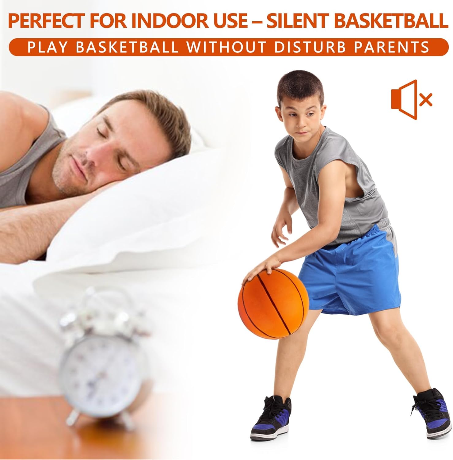 Silent Basketball Size 7 (29.5") – 2025 Upgrade Noiseless Indoor Basketball for Quiet Dribbling and Indoor Training, Higher Bounce Soft Foam Soundless Ball Style 1