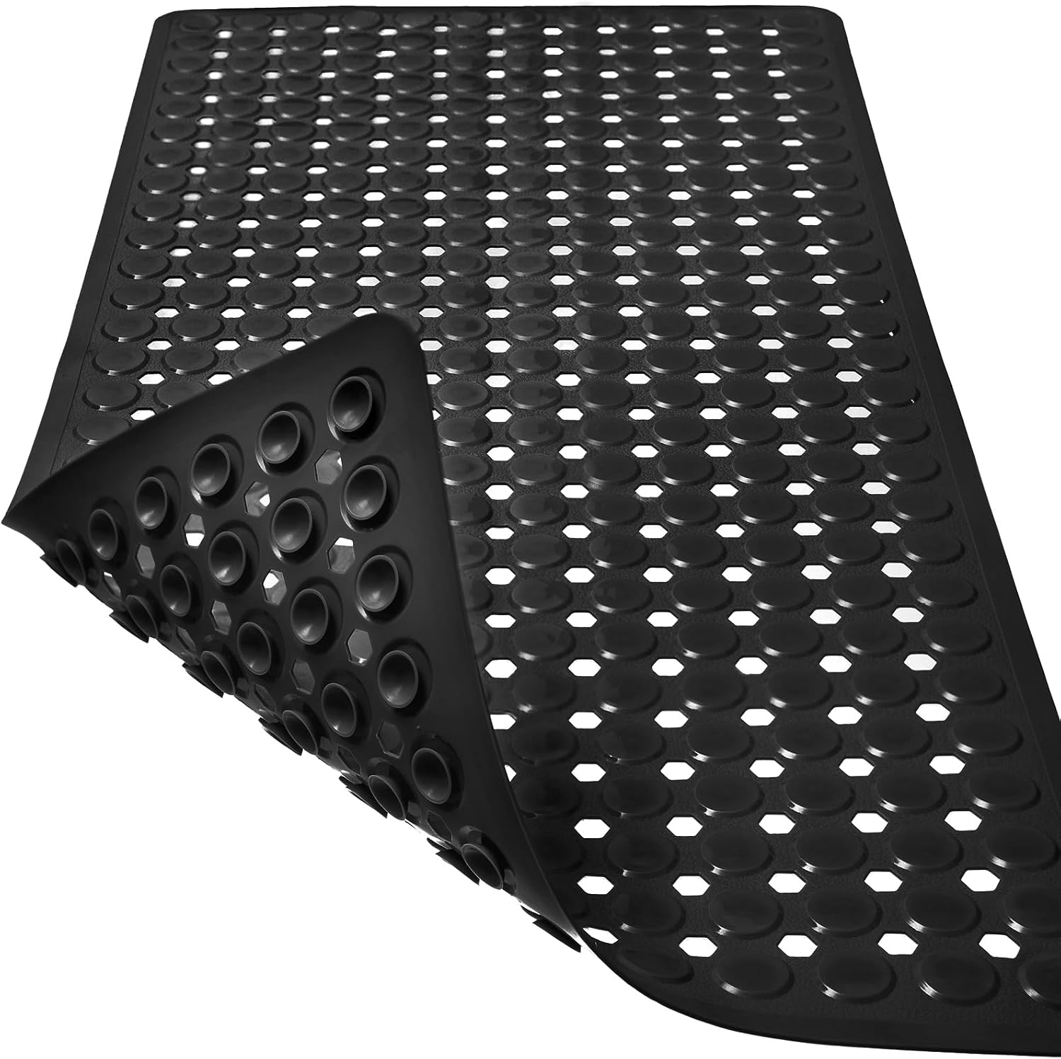 Bath Mat for Tub & Shower, Non Slip Soft Bathmat with Suction Cups & Drain Holes, Machine Washable Bathtub Floor Liner Mats for Bathroom, 35x16 Inch, Navy Blue thumbnail