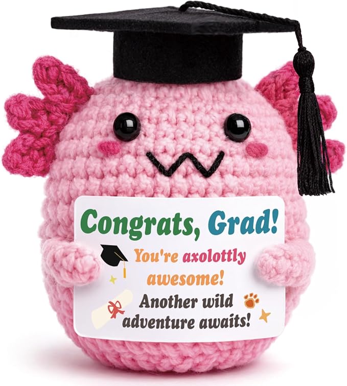 Axolotl de ganchillo hecho a mano regalo de graduación para kínder preescolar niñas niños