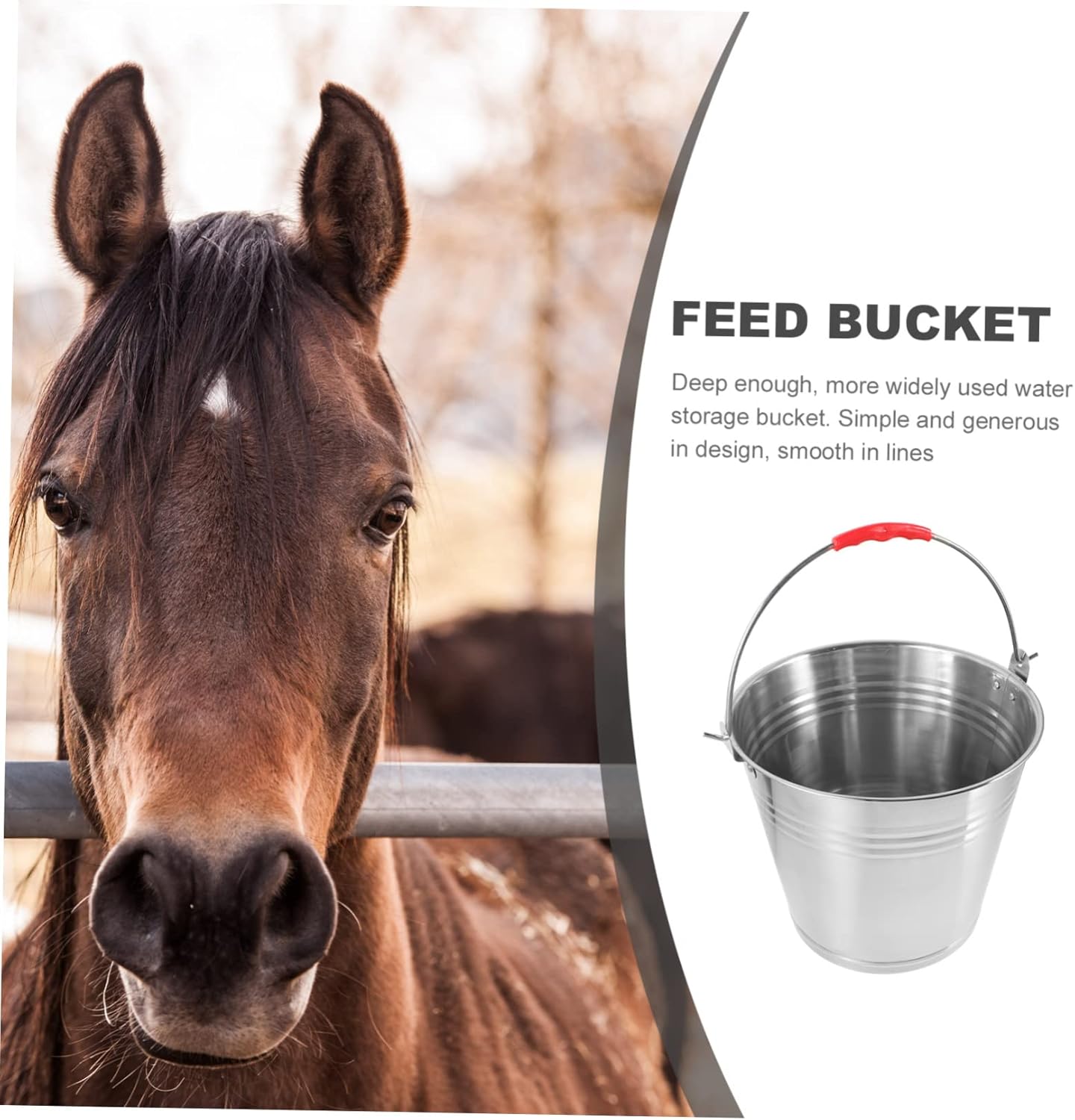BESPORTBLE Portable Stainless Bucket Handle Multi-Functional Water Holder for Feeding and Grooming Resistant Design for Farm Use