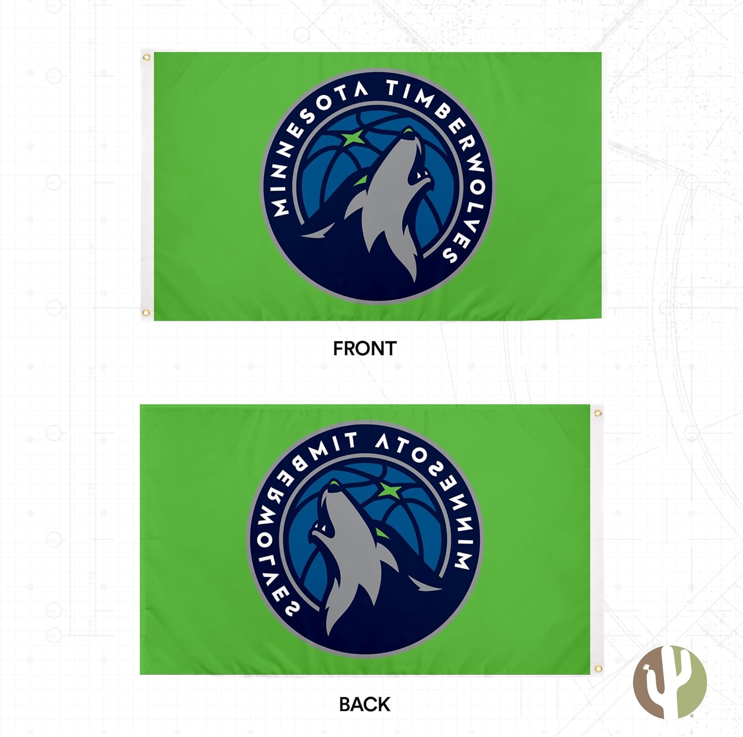 Desert Cactus Minnesota Timberwolves Flag Team NBA National Basketball Association 100% Polyester Indoor Outdoor 3x5 feet Flags (Flag B) - Image 2