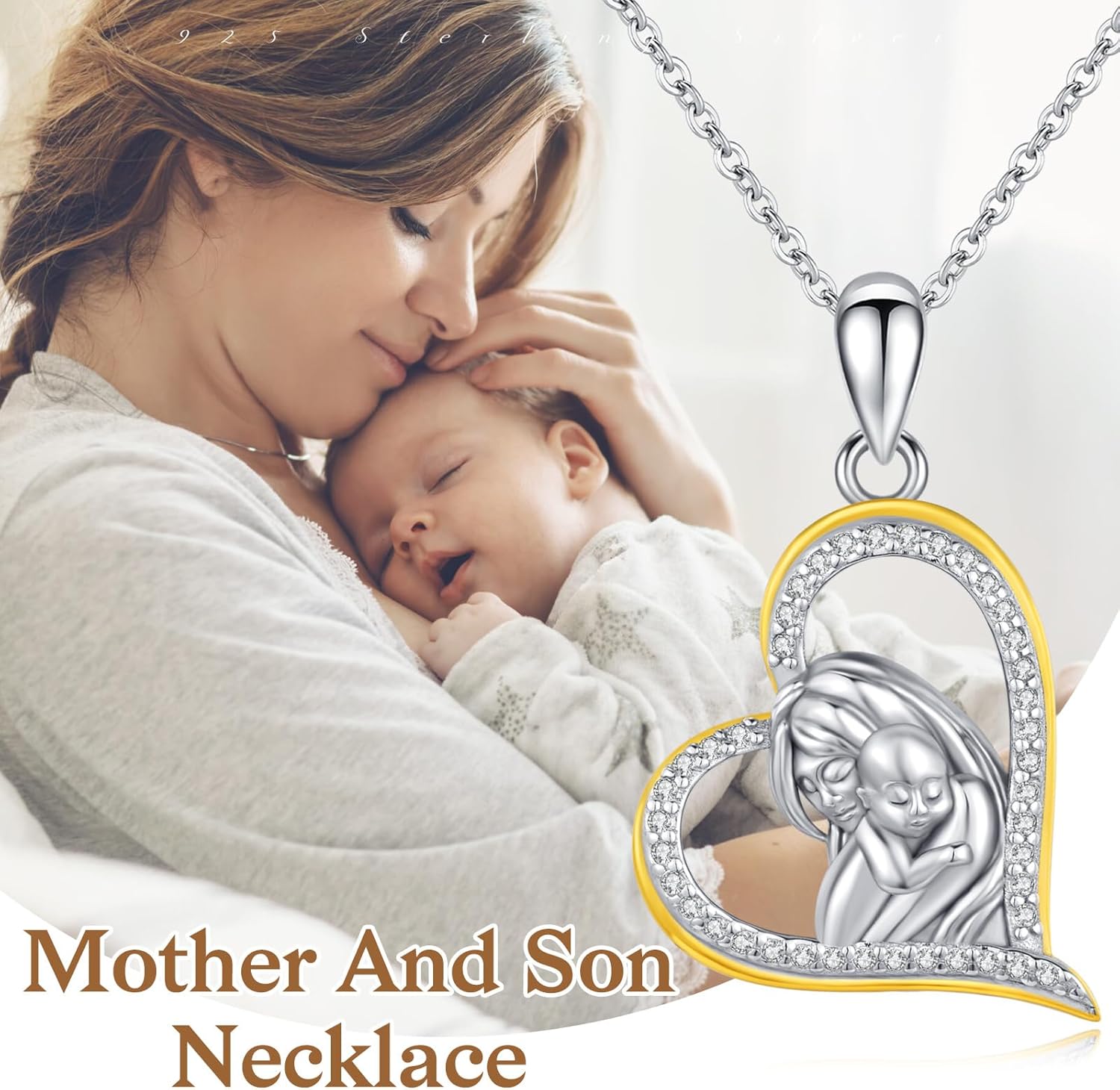 Mother Necklace Sterling Silver Mom Heart Pendant for Women - Image 6