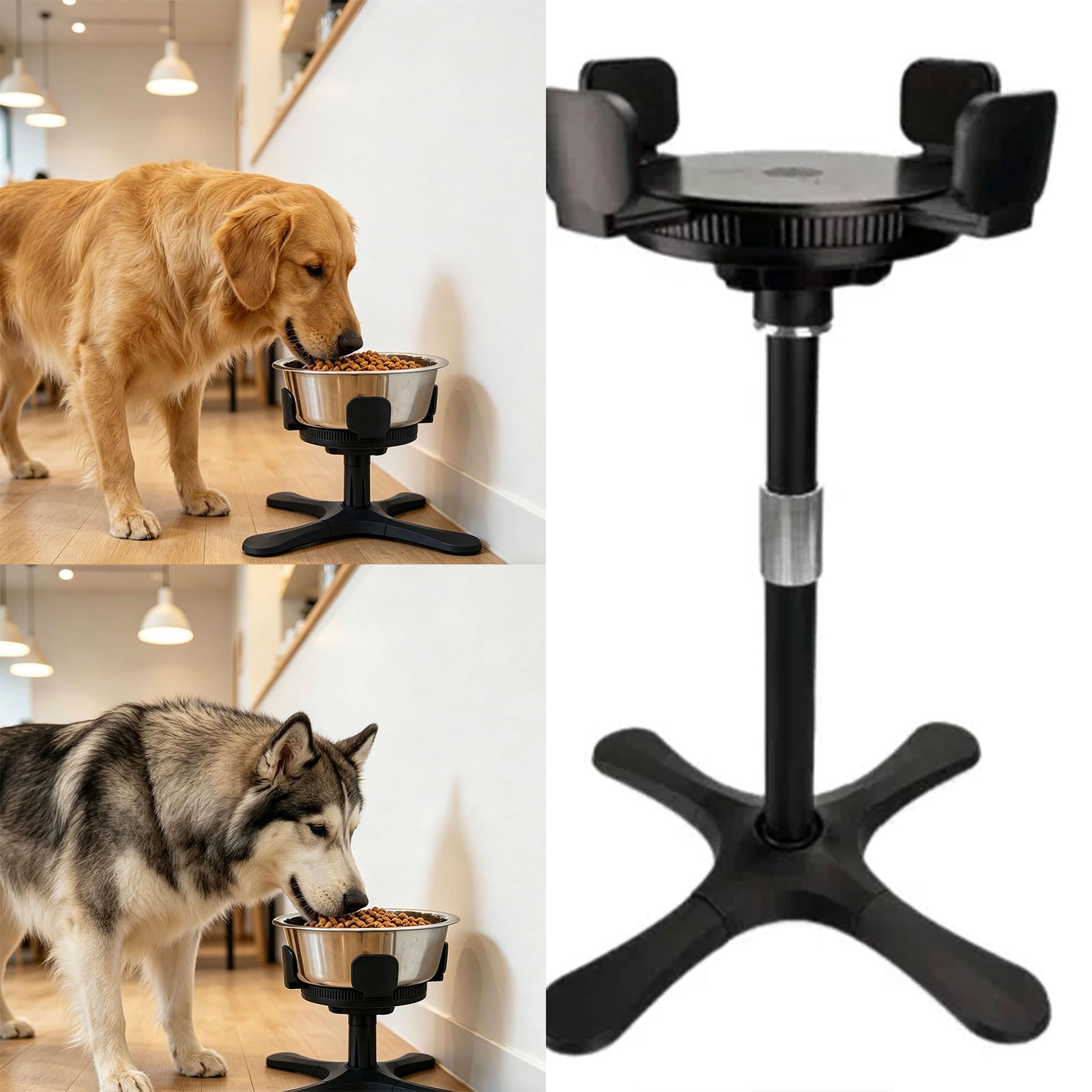 Soporte de platos estirados para mascotas que ahorra espacio, altura regulable, para comederos de mascotas, soporte portátil para alimentos para perros, cuenco elevado para perros